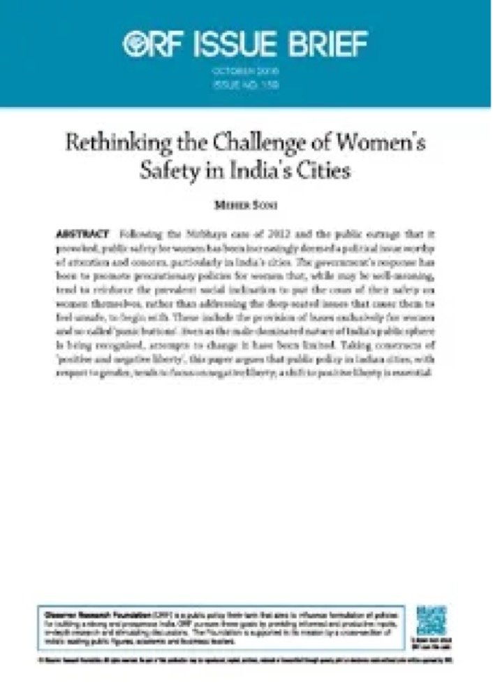 Rethinking the Challenge of Women's Safety in India's Cities — ORF